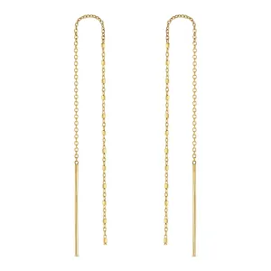 14k Gold Square Bead Chain Drop Threaders