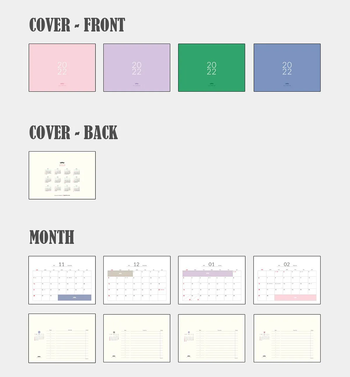 2022 Pastel Desk Calendar