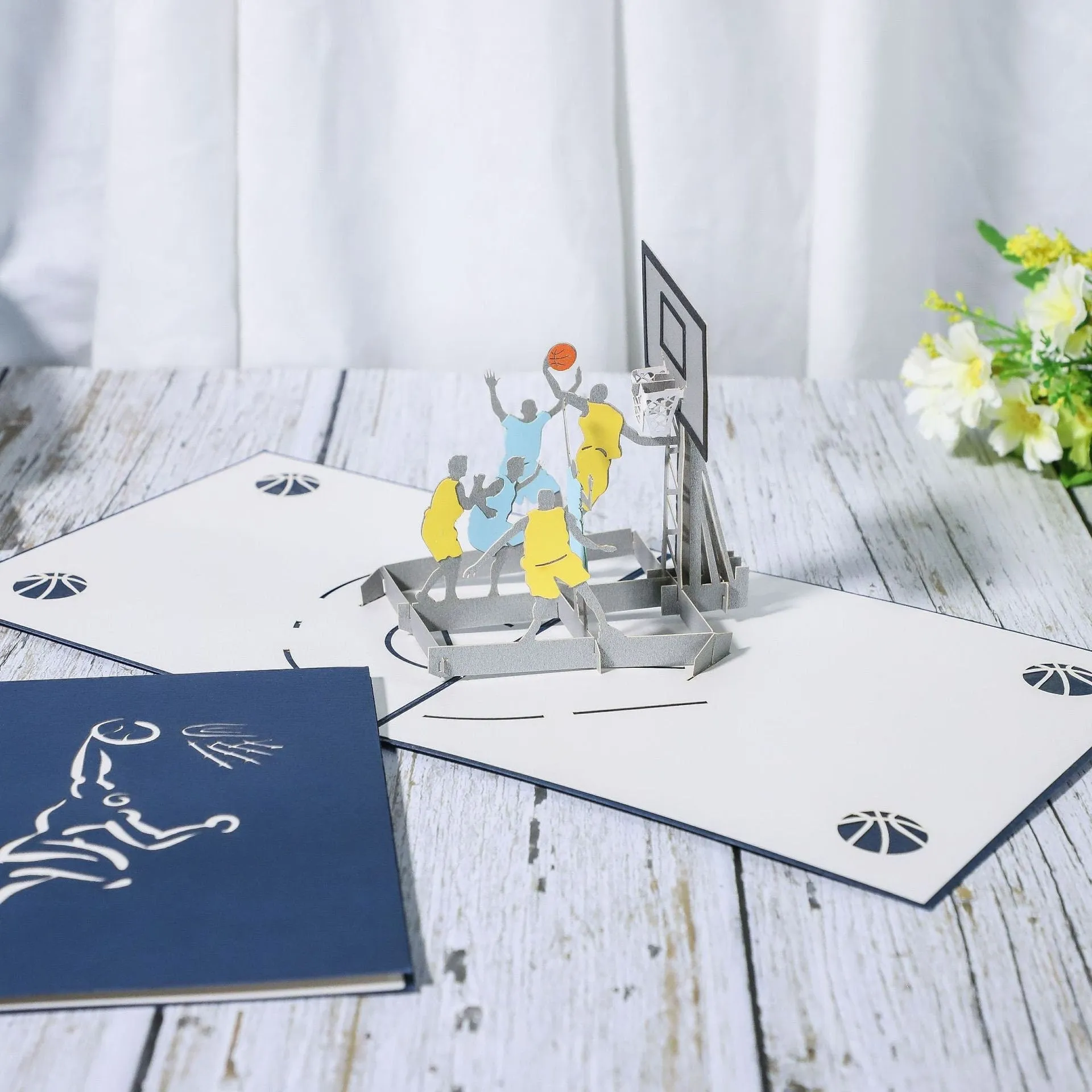 3D Handmade Basketball Game Pop Up Greeting Card: Ideal for Thinking of You, Congrats, Birthdays, or Saying Thanks