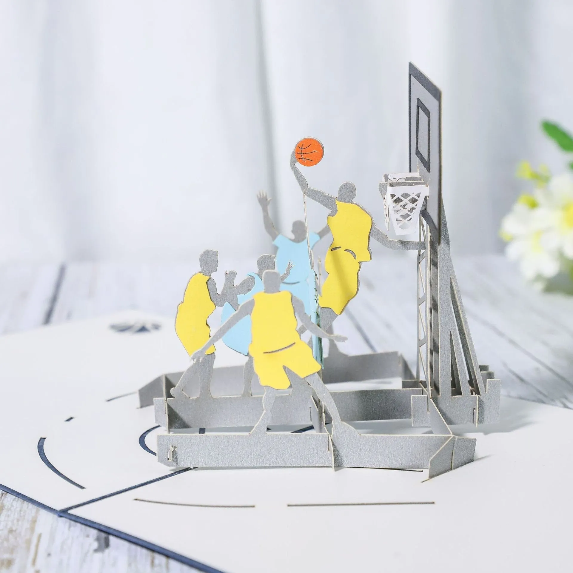 3D Handmade Basketball Game Pop Up Greeting Card: Ideal for Thinking of You, Congrats, Birthdays, or Saying Thanks