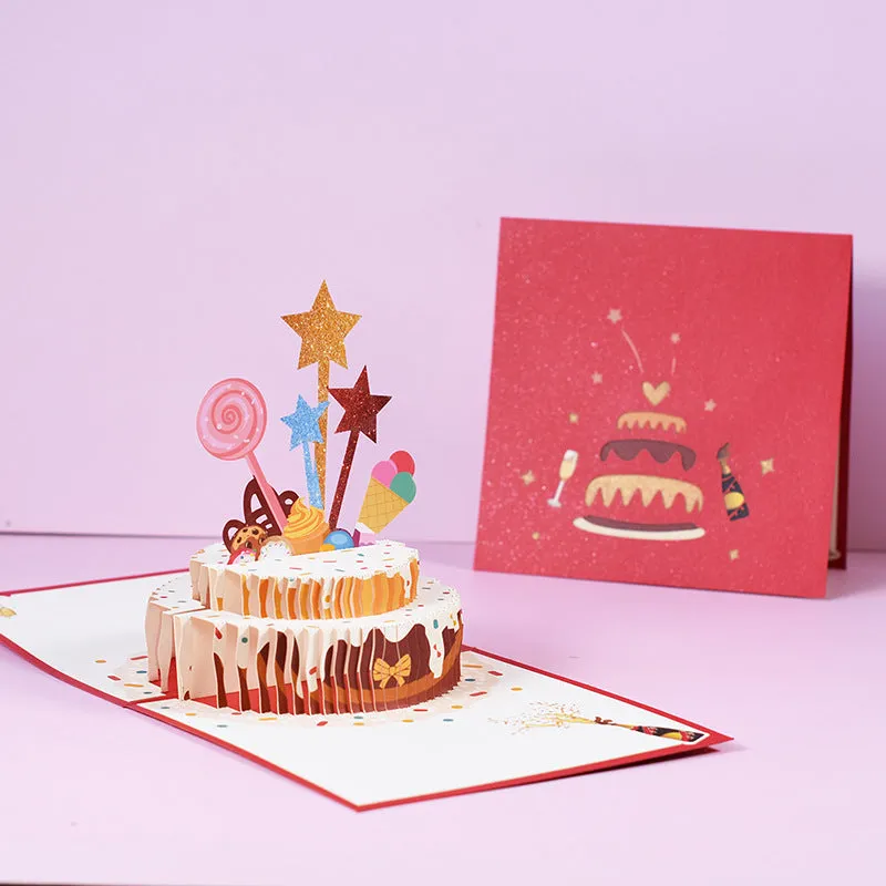 3D Pop-up birthday Card Cake Star Greeting Card