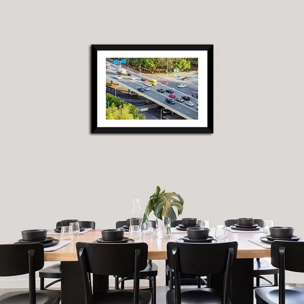 Aerial View Of Traffic Canvas Wall Art