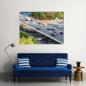 Aerial View Of Traffic Canvas Wall Art