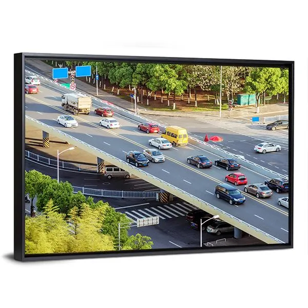 Aerial View Of Traffic Canvas Wall Art