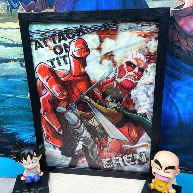 Attack on Titan Eren Mikasa Levi·Ackerman 3d |Anime Poster | 40x30Cms |