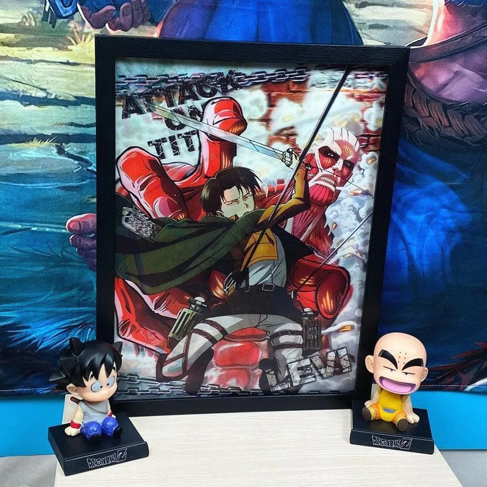 Attack on Titan Eren Mikasa Levi·Ackerman 3d |Anime Poster | 40x30Cms |