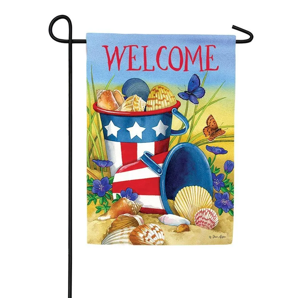 Beach Pails Welcome Garden Flag