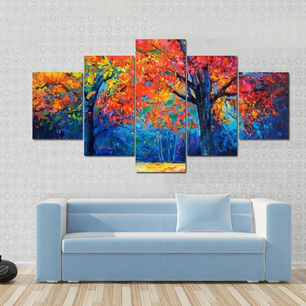 Beautiful Autumn Forest Trees Canvas Wall Art