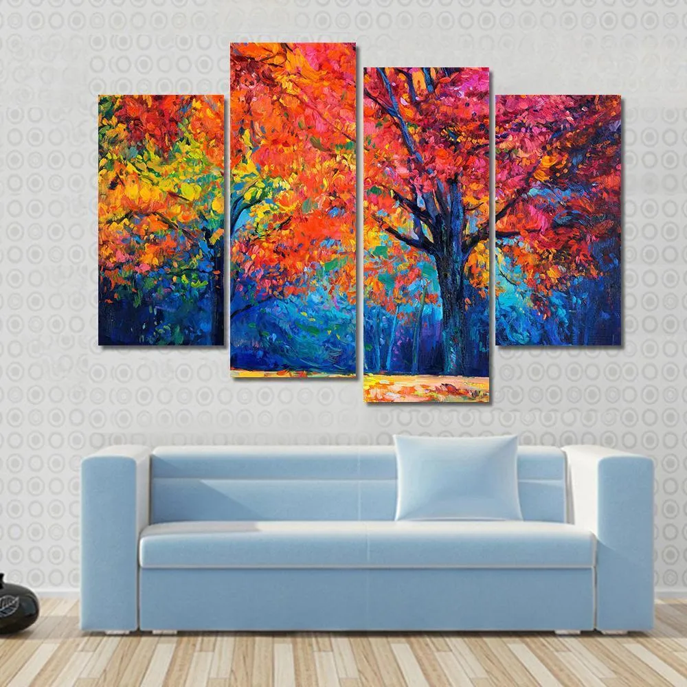 Beautiful Autumn Forest Trees Canvas Wall Art