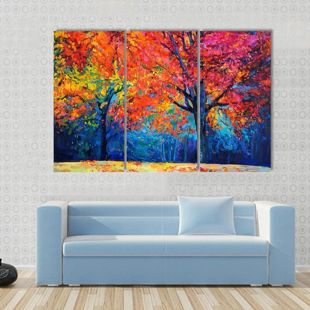 Beautiful Autumn Forest Trees Canvas Wall Art