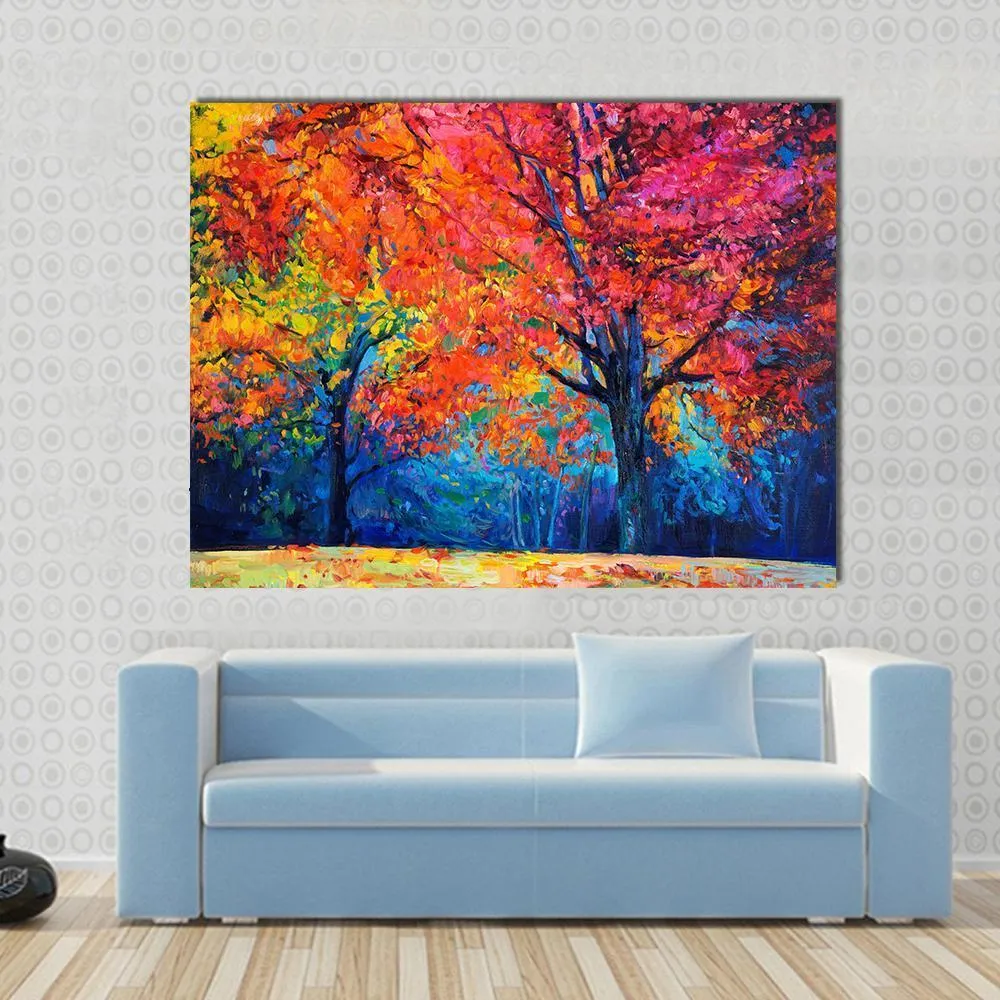 Beautiful Autumn Forest Trees Canvas Wall Art