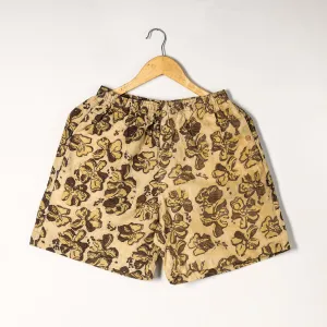 Beige - Bagru Block Printed Cotton Unisex Boxer/Shorts