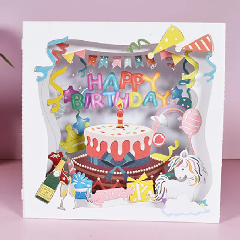 Birthday Card 3D Three-dimensional Cake Box