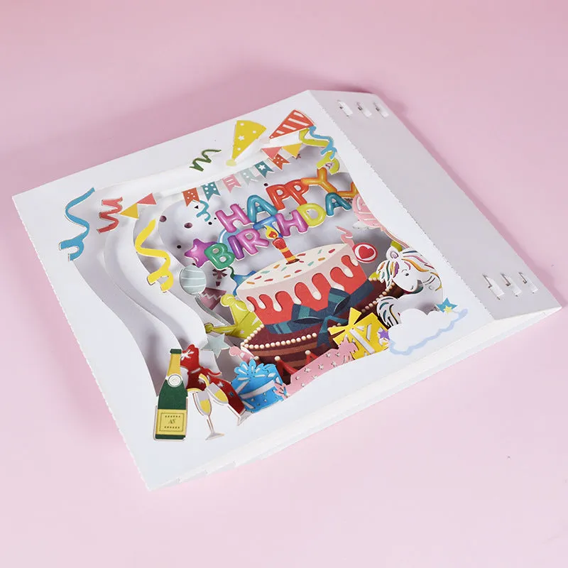 Birthday Card 3D Three-dimensional Cake Box