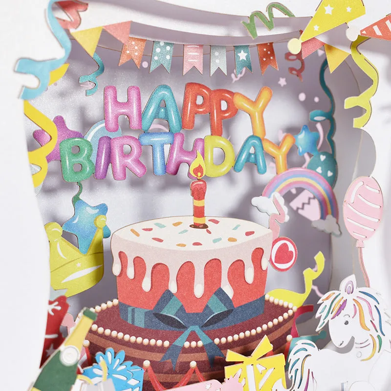 Birthday Card 3D Three-dimensional Cake Box