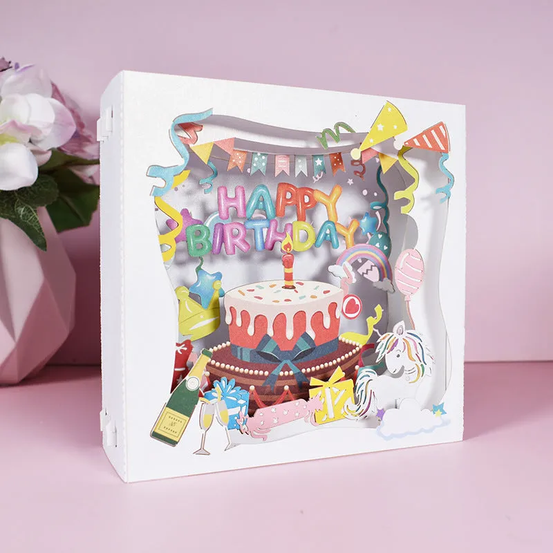 Birthday Card 3D Three-dimensional Cake Box