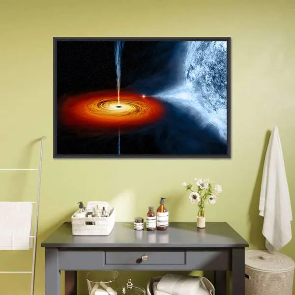 Black Hole Sucking Big White Dwarf Canvas Wall Art