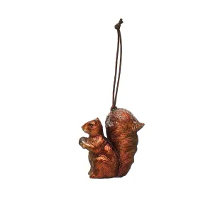 Blown Plastic Squirrel Ornament w/ Acorn & Faux Sugar, Brown