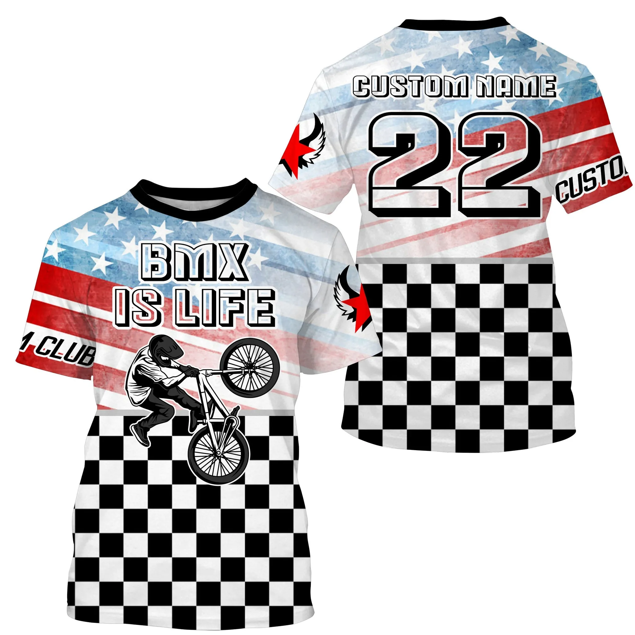 BMX Life American Caro BMX Racing Jersey Personalized Patriotic Cycling 3D Long Sleeve Shirt Motocross Racewear