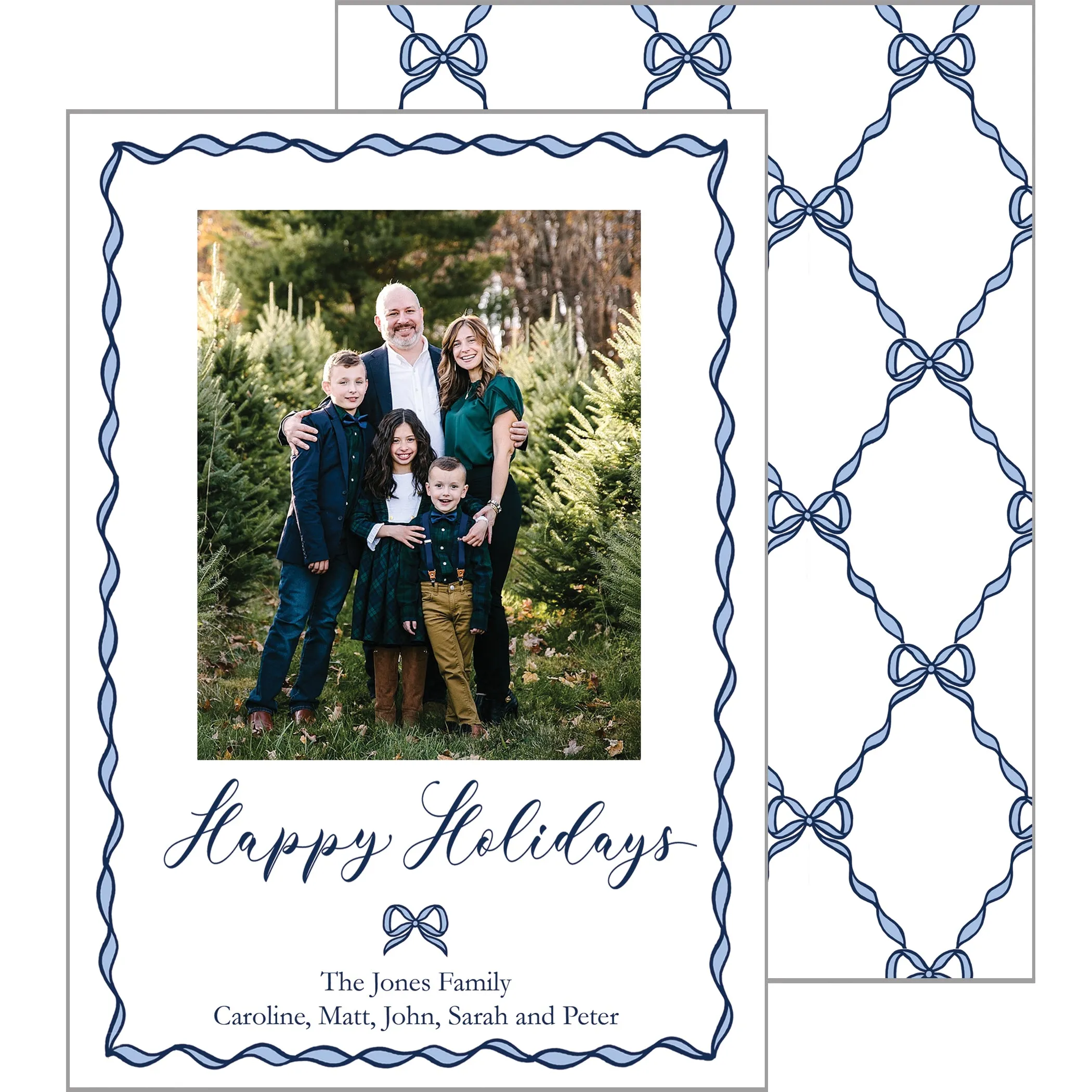 Bow Scallop Lattice Photo Card | Blue