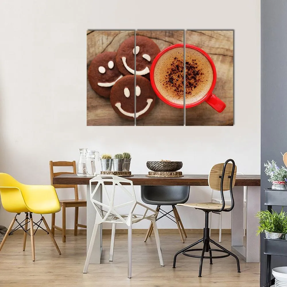 Coffee Cup With Cookies Canvas Wall Art