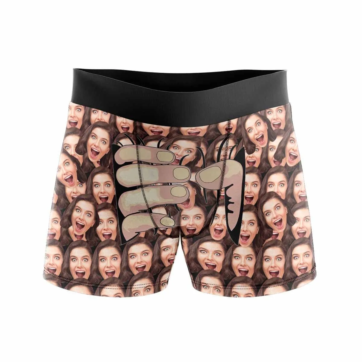 Custom Boxers Personalized Underwear with Face Custom Brown Hand Men's All-Over Print Boxer Briefs