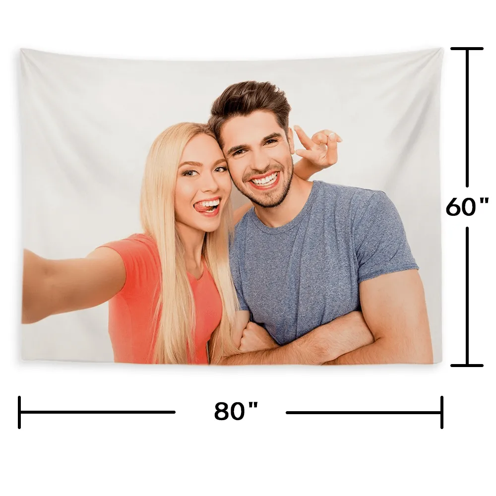 Custom Couple Photo Tapestry Short Plush Wall Decor Hanging Painting