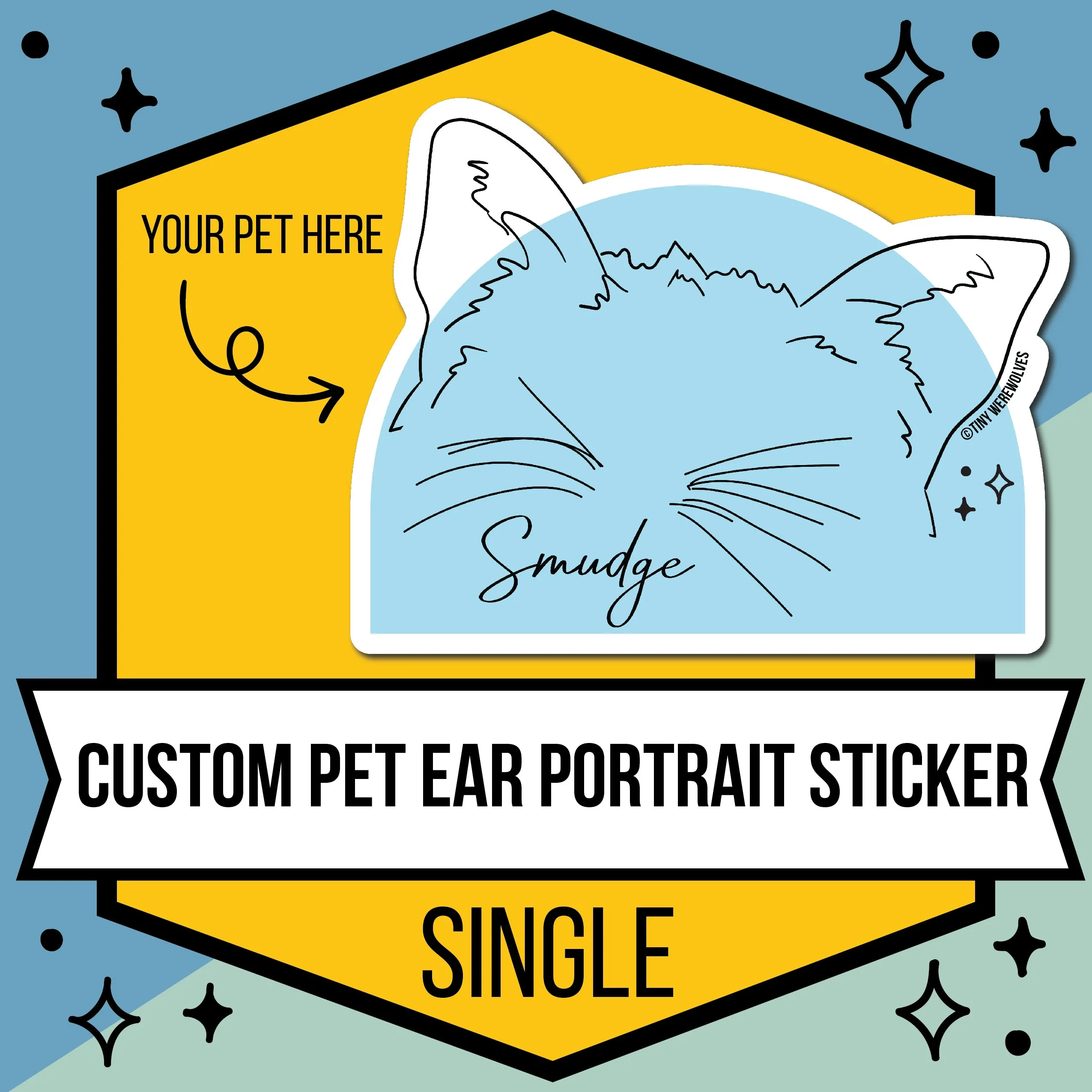 Custom Illustrated Pet Ear Sticker