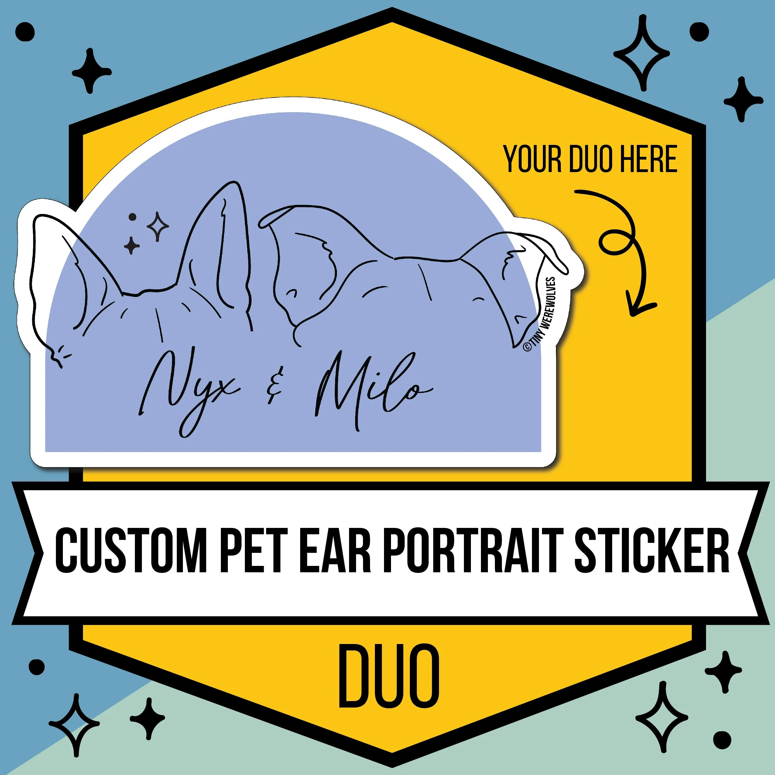 Custom Illustrated Pet Ear Sticker