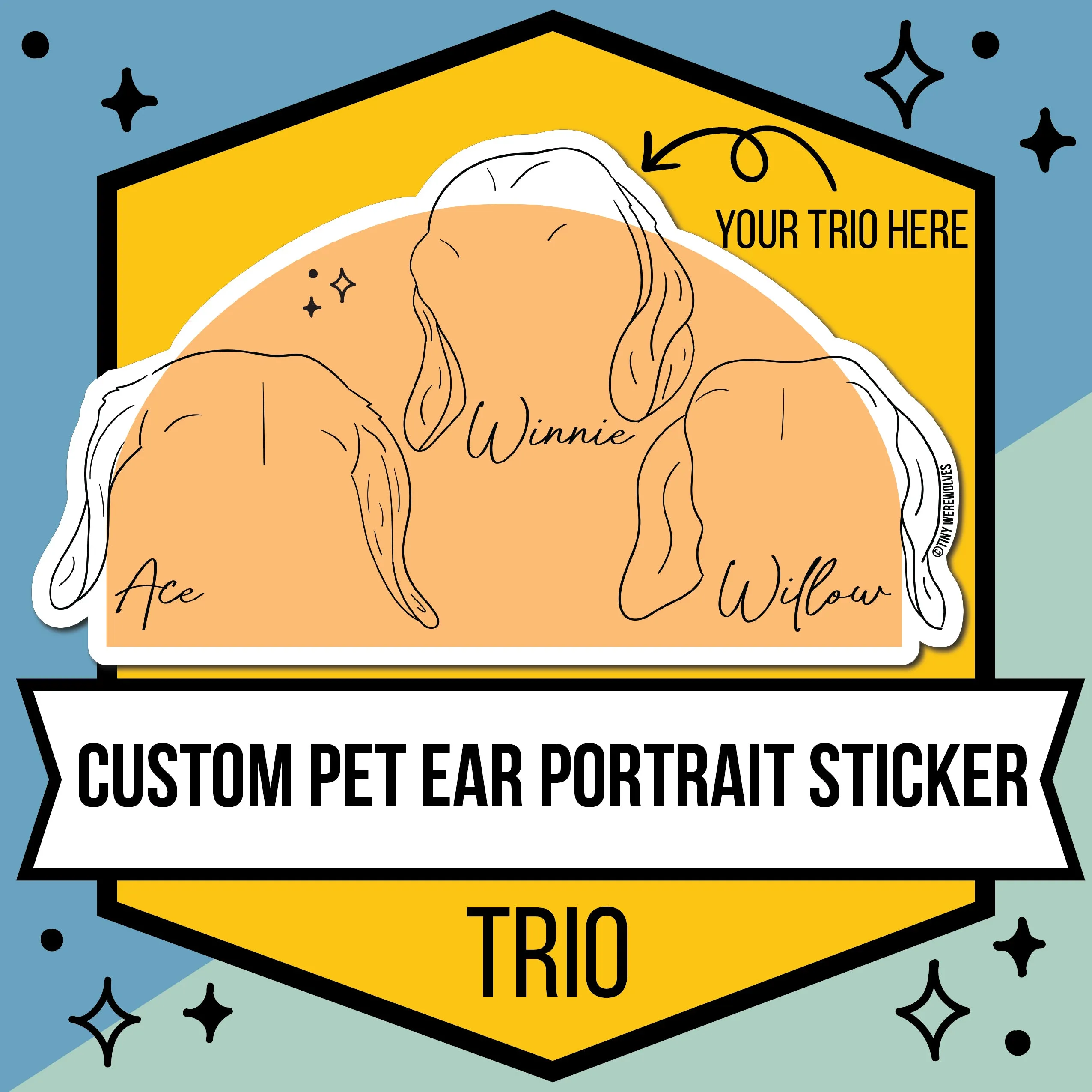 Custom Illustrated Pet Ear Sticker