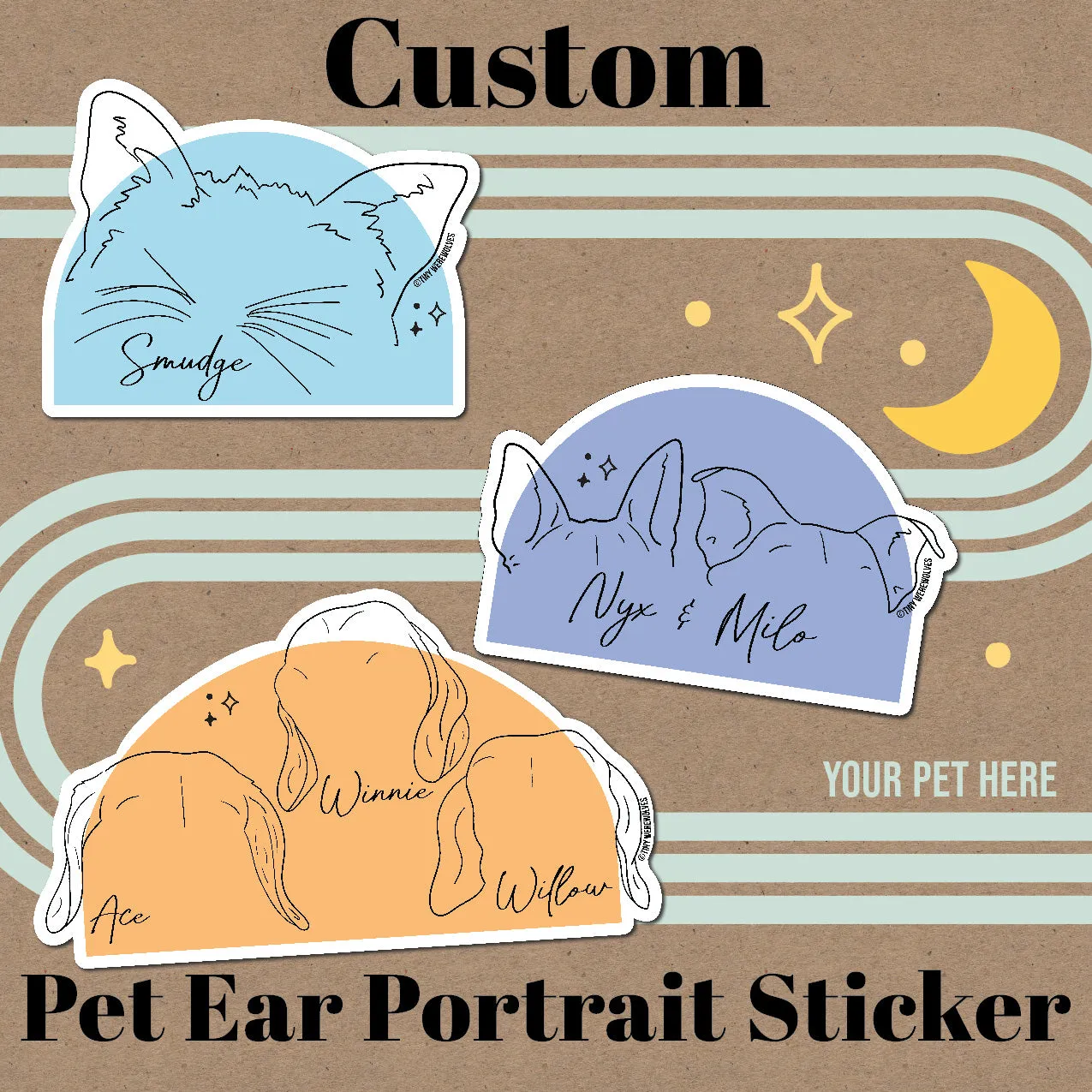 Custom Illustrated Pet Ear Sticker