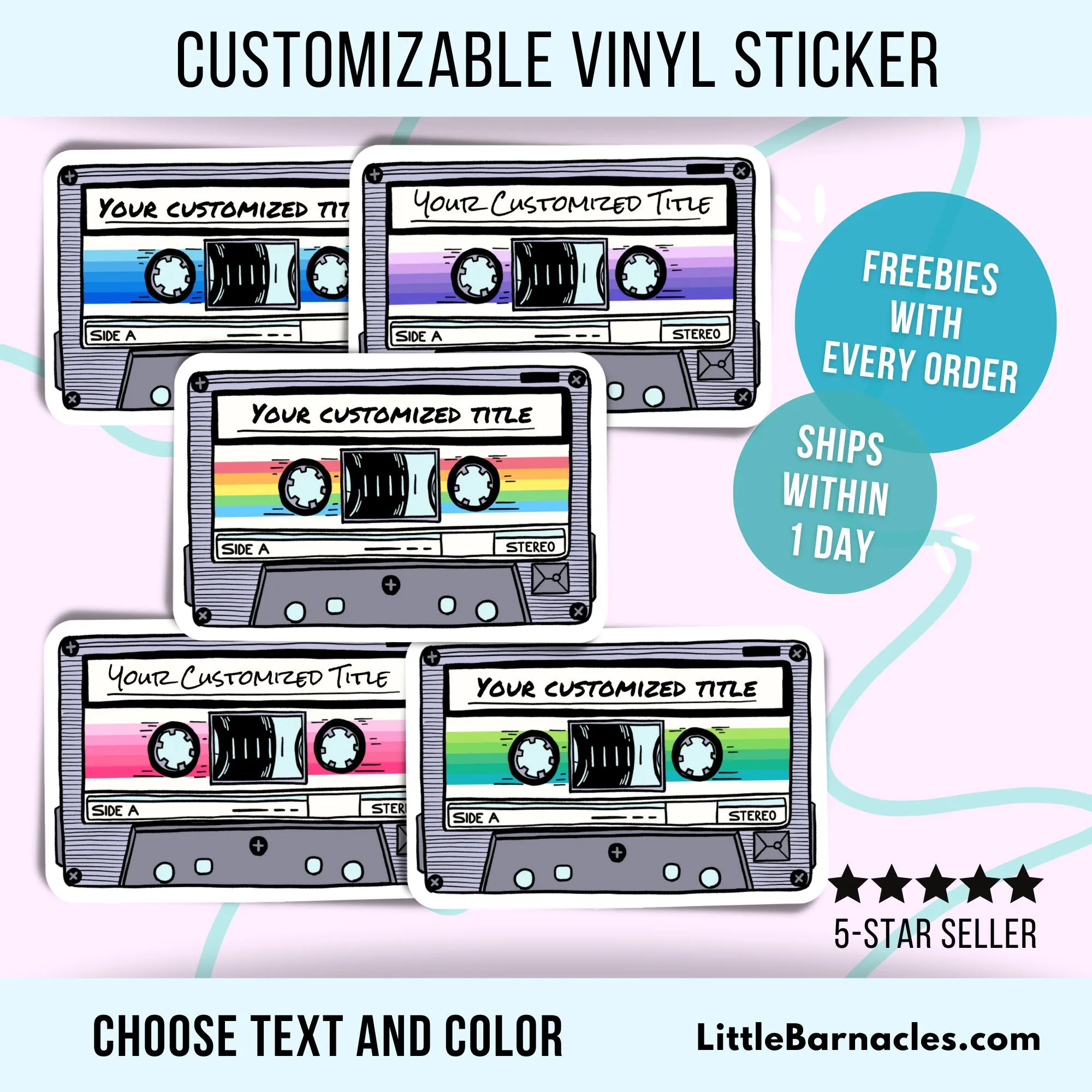 Customizable Mixtape Sticker Personalized Cassette Tape Sticker