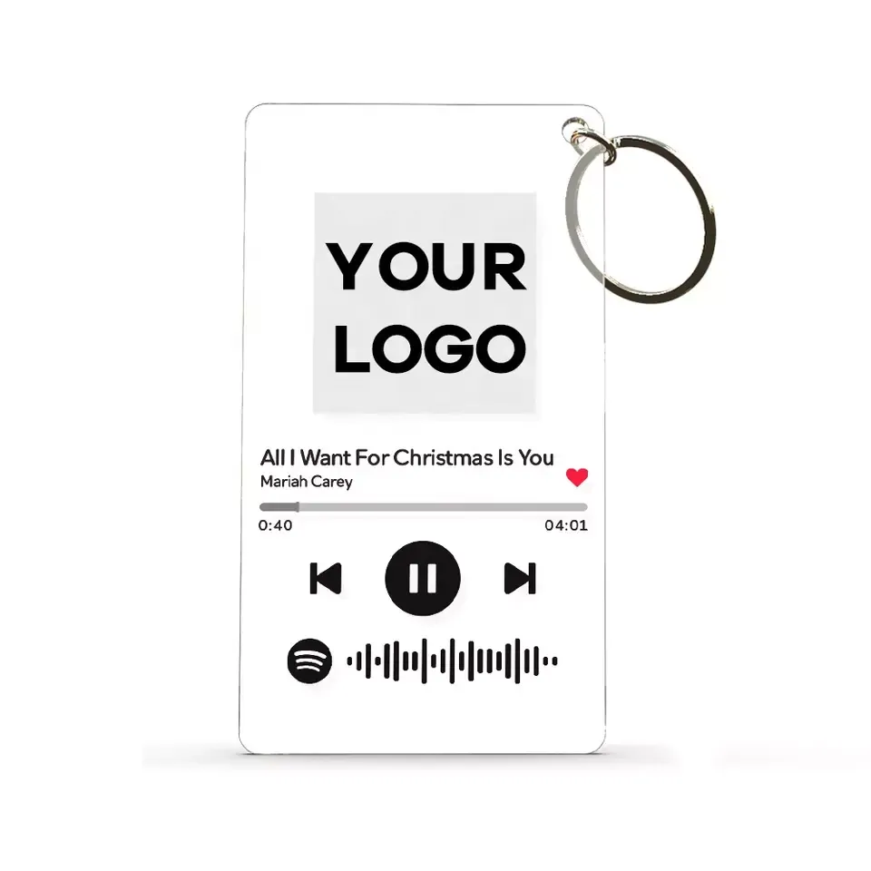 Customizable Photo Printed Acrylic Song Plaque Music Spotify Keychain