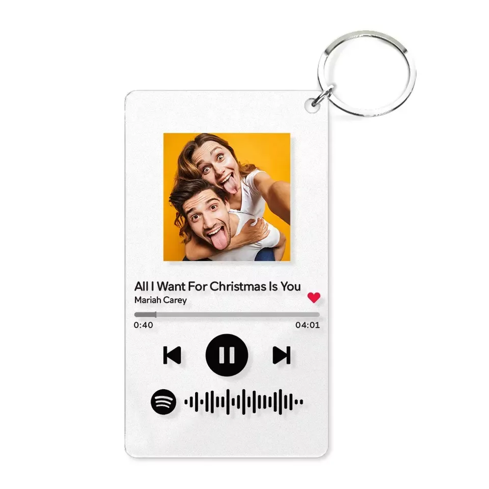 Customizable Photo Printed Acrylic Song Plaque Music Spotify Keychain