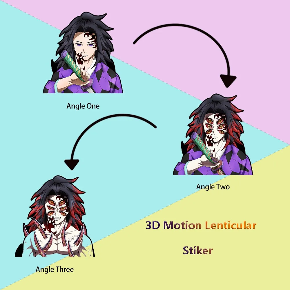 Demon Slayer Kokushibo Upper Moon One 3D Lenticular Motion Holographic Waterproof Stickers