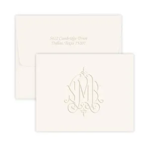 Embossed Modern Monogram Stationery