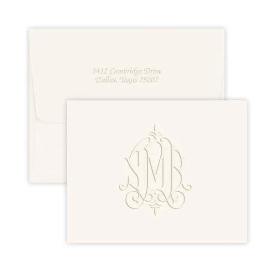 Embossed Modern Monogram Stationery