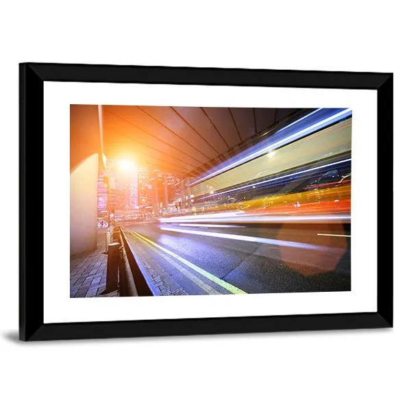 Fast Moving Train At Night Canvas Wall Art