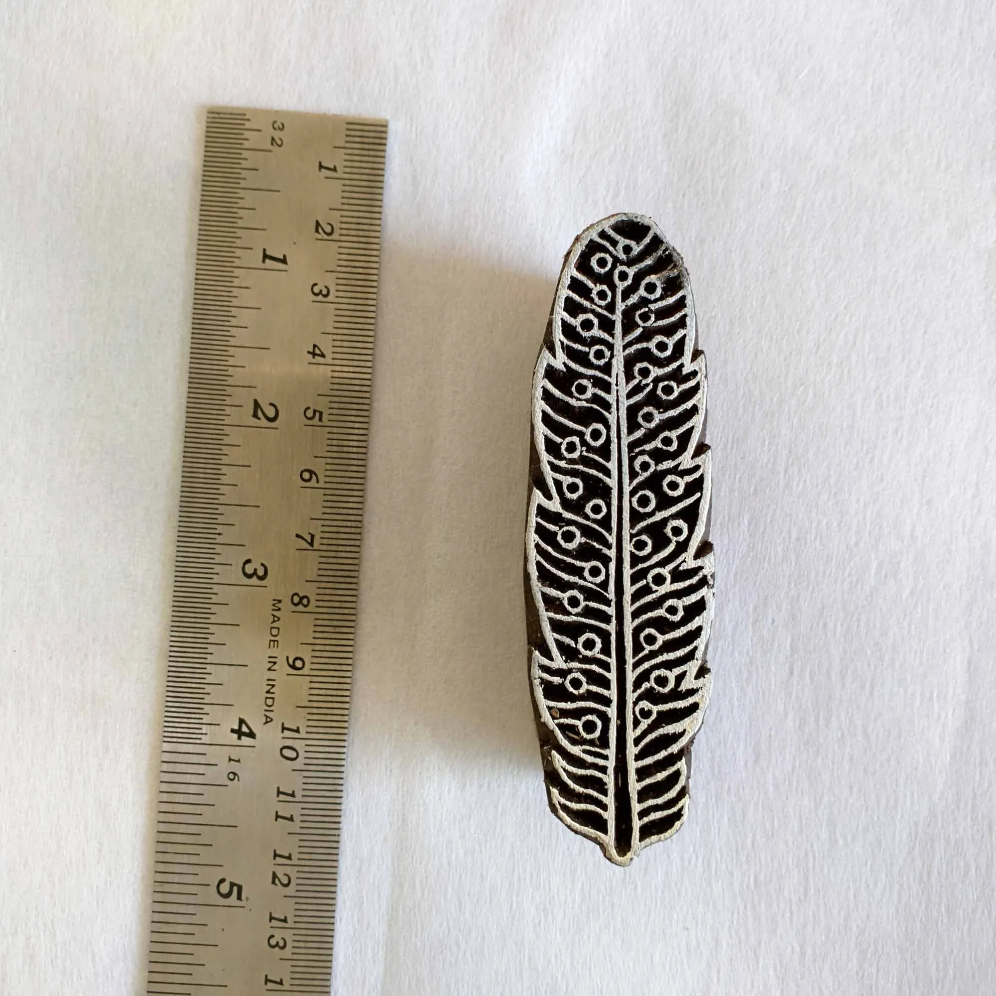 Feather Wooden Block Printing Stamp for Textile and Paper Printing