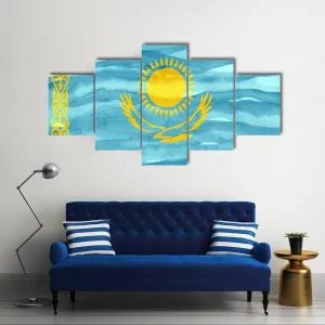 Flag Of Kazakhstan Canvas Wall Art