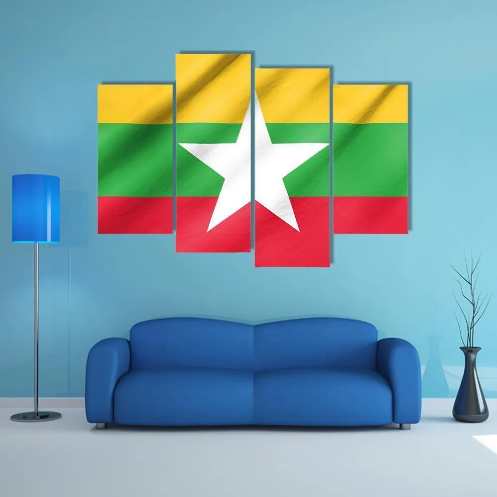 Flag Of Myanmar Canvas Wall Art