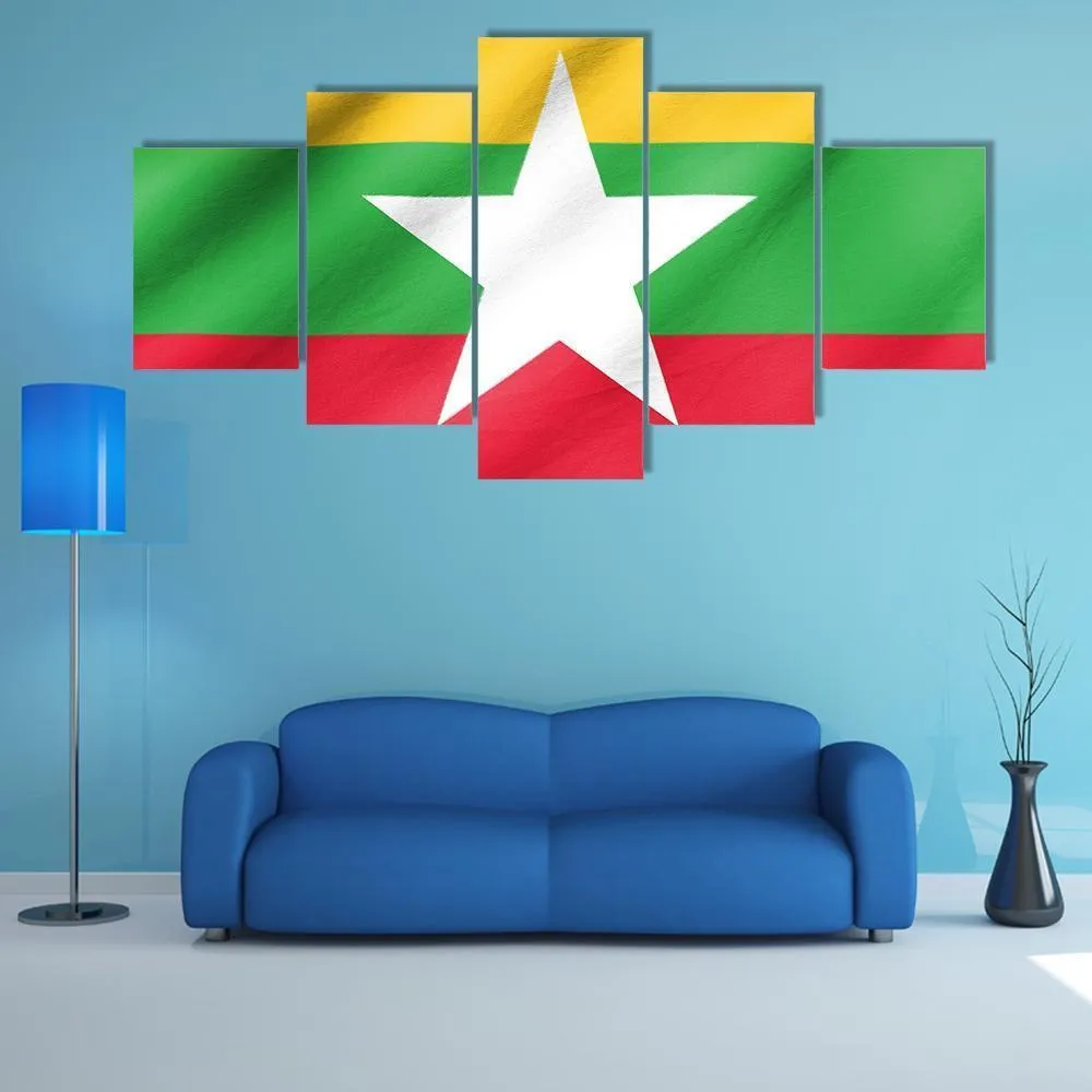 Flag Of Myanmar Canvas Wall Art