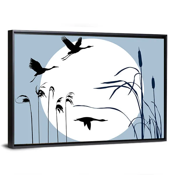 Flying Birds Silhouette Canvas Wall Art