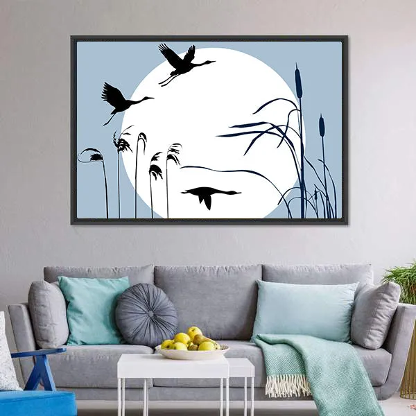 Flying Birds Silhouette Canvas Wall Art