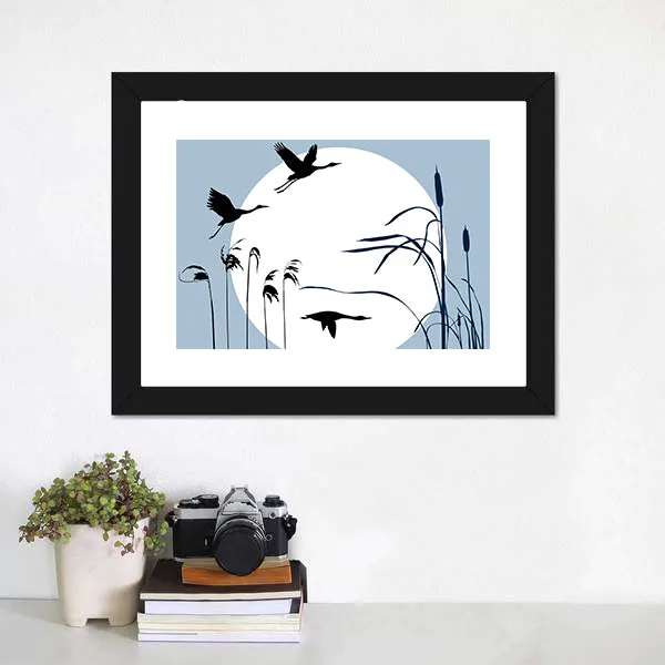 Flying Birds Silhouette Canvas Wall Art