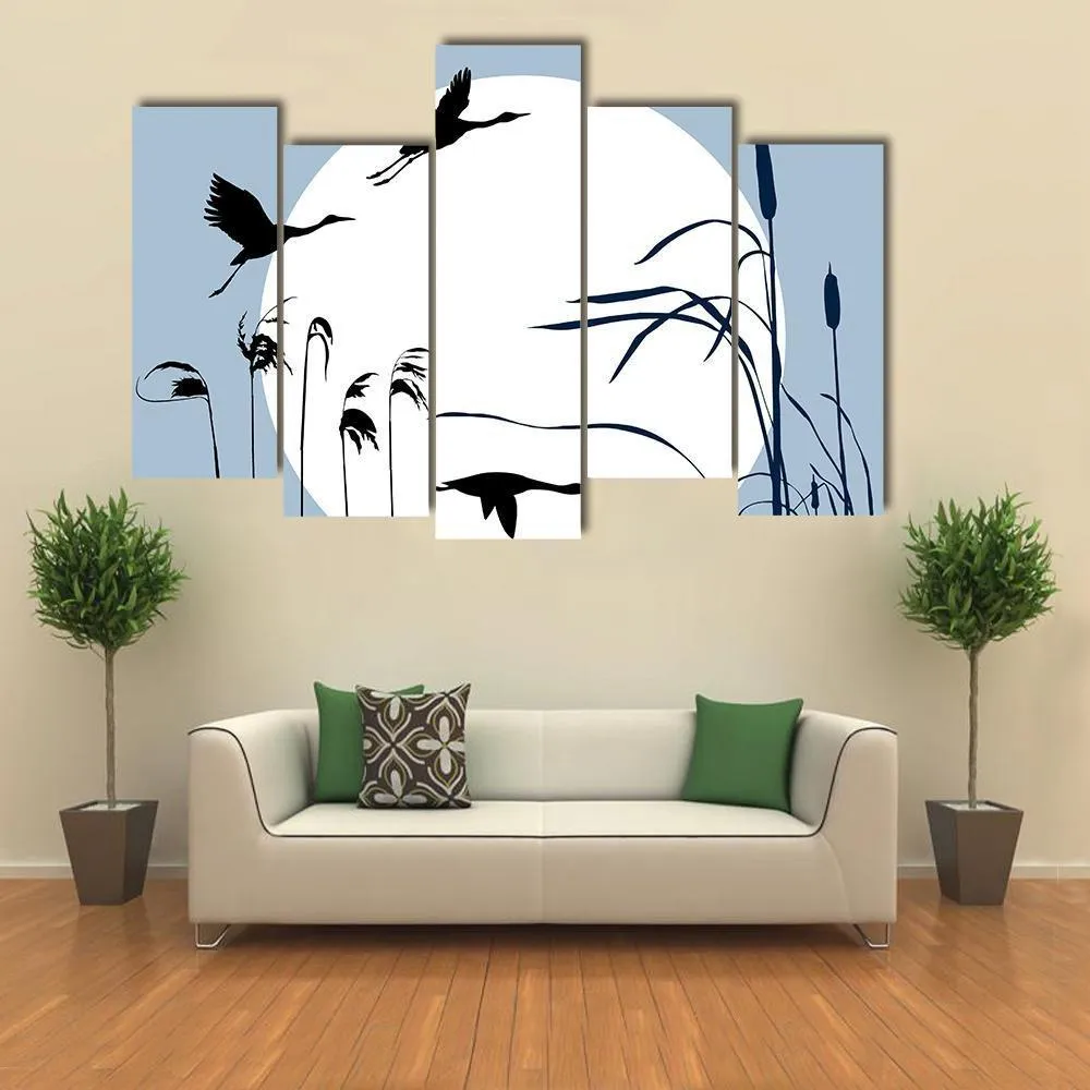 Flying Birds Silhouette Canvas Wall Art