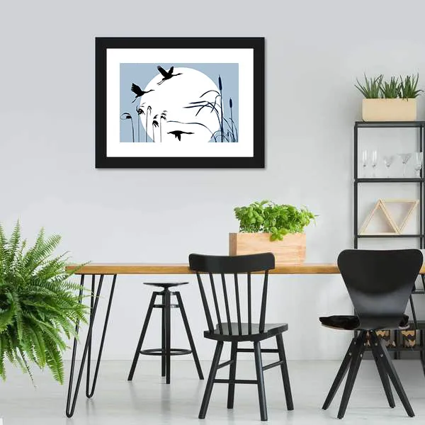 Flying Birds Silhouette Canvas Wall Art