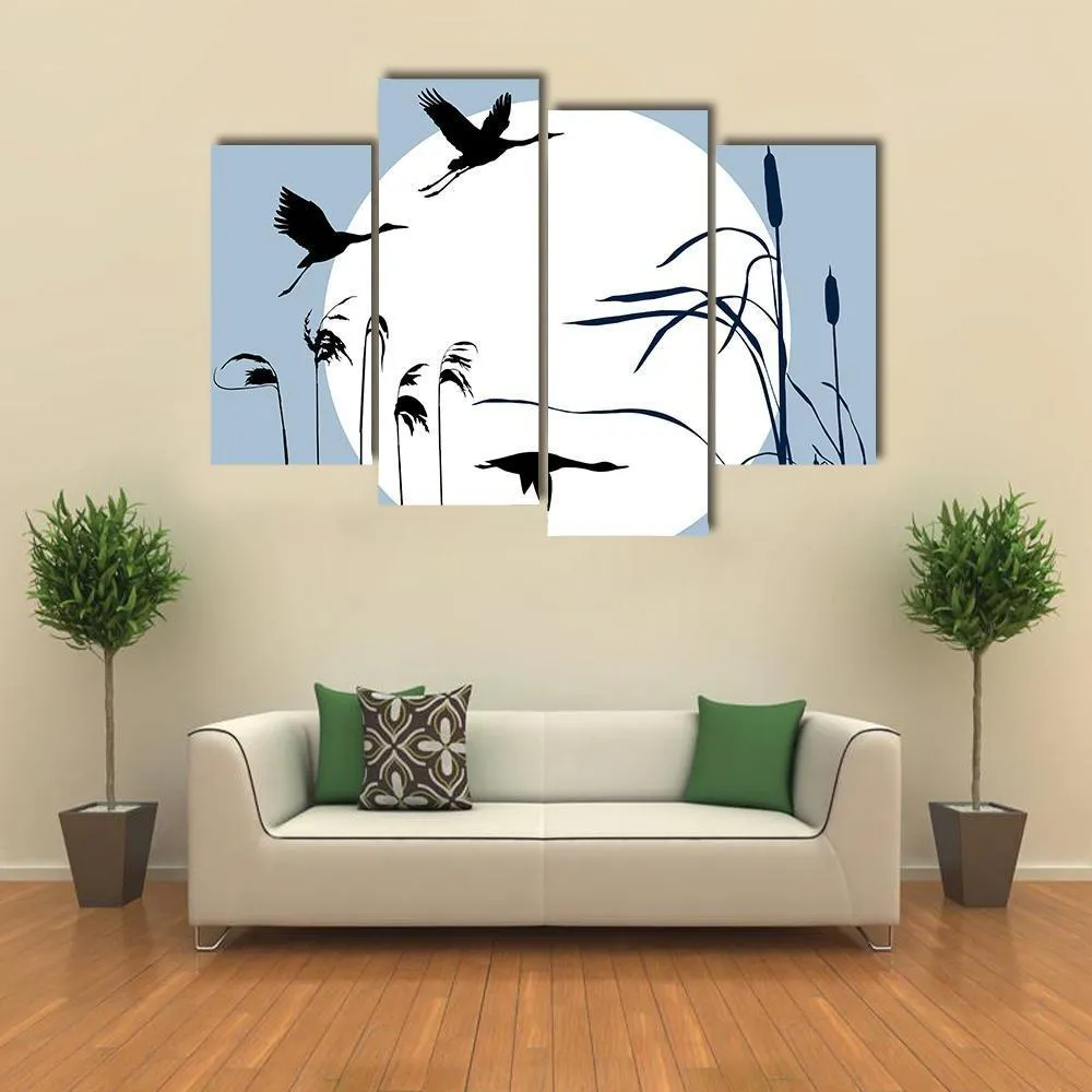 Flying Birds Silhouette Canvas Wall Art