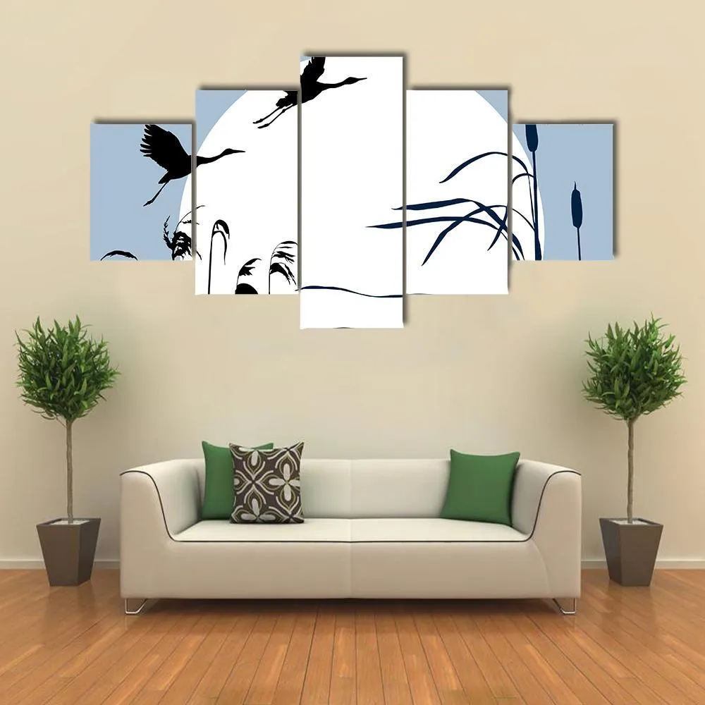 Flying Birds Silhouette Canvas Wall Art