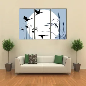 Flying Birds Silhouette Canvas Wall Art